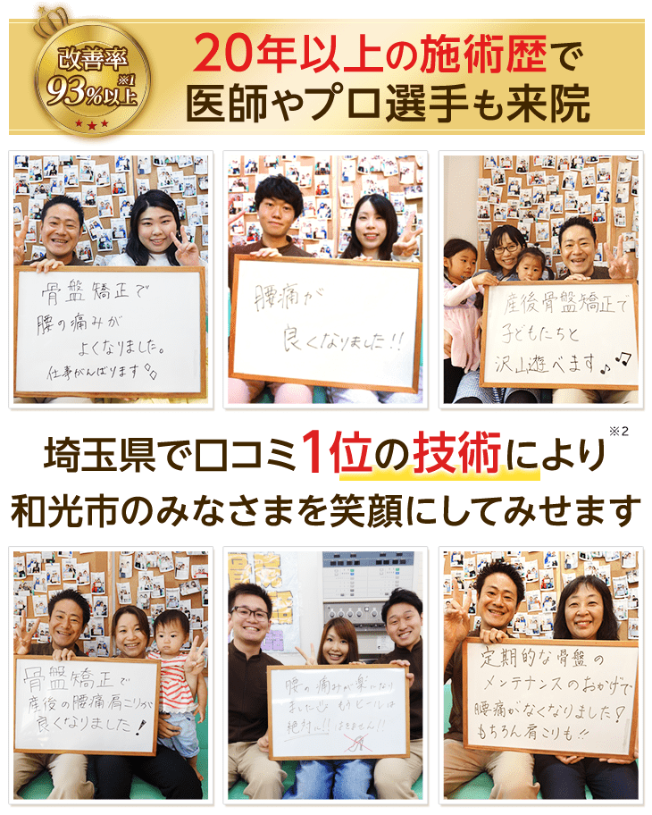 和光市の皆様を埼玉県クチコミ数No.1の整体技術で笑顔にします